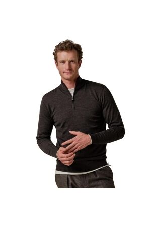Profuomo PULLOVER HALF ZIP DARK BROWN H2Darkbrown