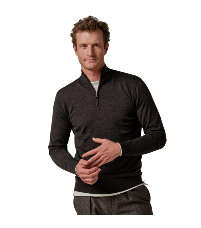 Profuomo PULLOVER HALF ZIP DARK BROWN H2Darkbrown