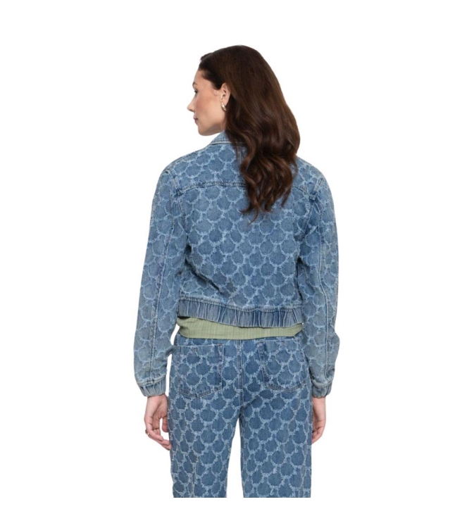 Geisha Jeansjacket jacquard circles 827 Mid blue denim