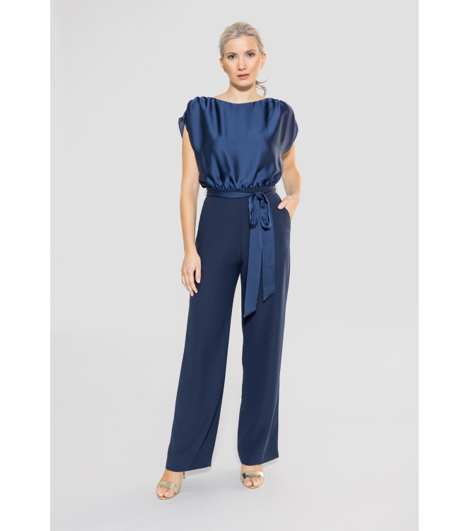 Swing Jumpsuit aus Material-Mix 300 navy