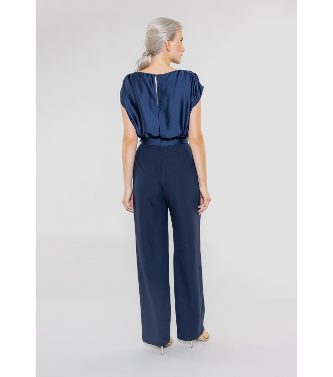 Swing Jumpsuit aus Material-Mix 300 navy