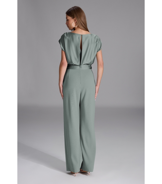 Swing Jumpsuit aus Material-Mix 583 Soft green