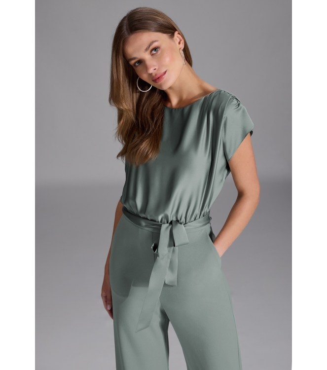 Swing Jumpsuit aus Material-Mix 583 Soft green