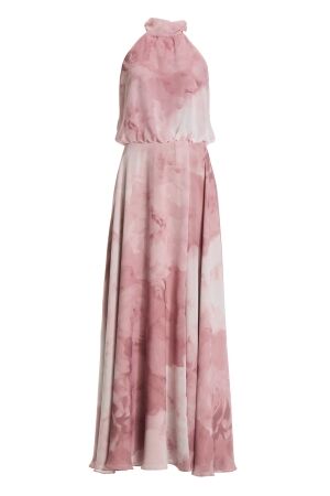 Swing Abendkleid mit blusigem Top aus flo 6801 Vintage pink/multi