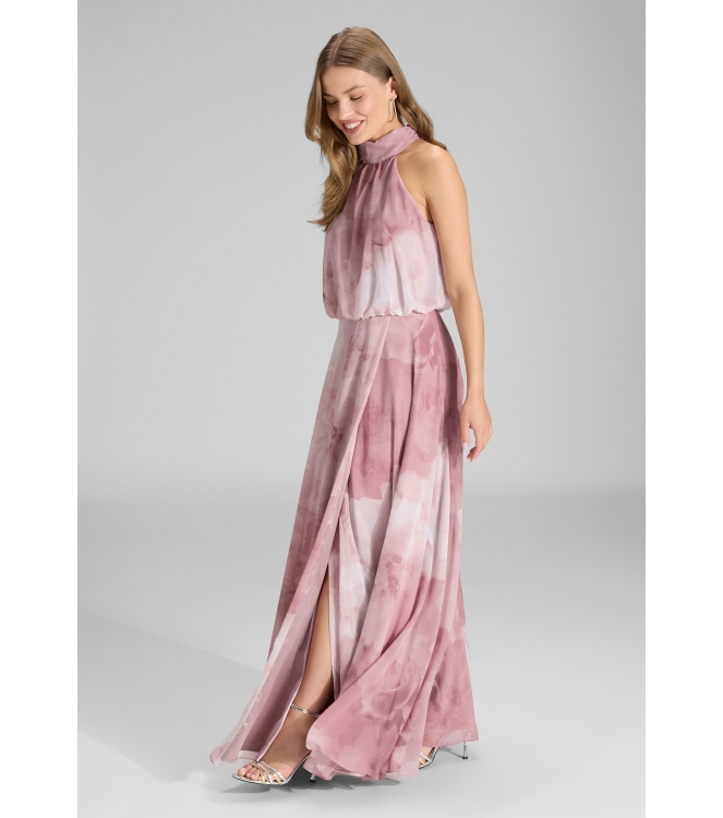 Swing Abendkleid mit blusigem Top aus flo 6801 Vintage pink/multi