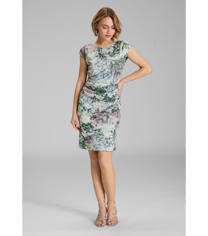 Swing Etui Kleid aus floral bedrucktem Sc 3701 Deep slate/multi