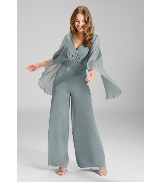 Swing Jumpsuit aus Crinkle Chiffon mit an 393 Ice blue