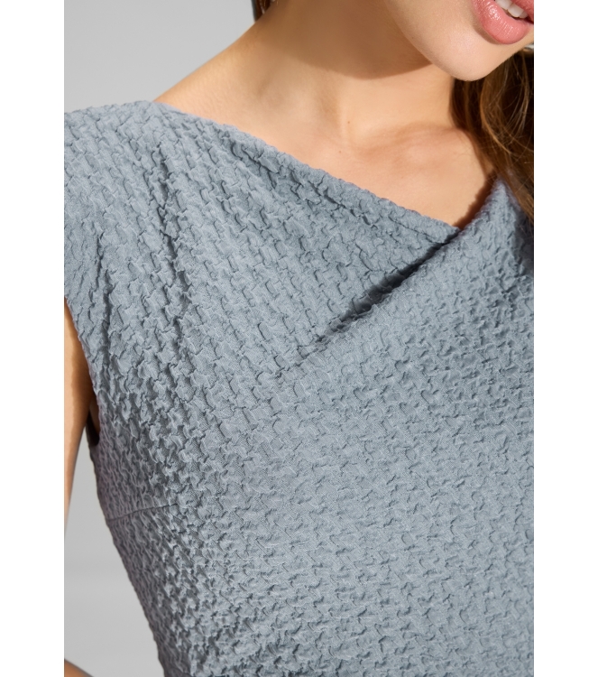 Swing Etuikleid aus Jersey Cloque mit Dra 393 Ice blue