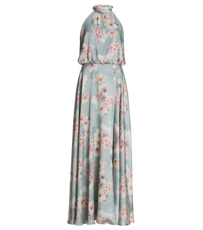 Swing Abendkleid mit blusigem Top aus flo 3968 Ice blue/vintage pink