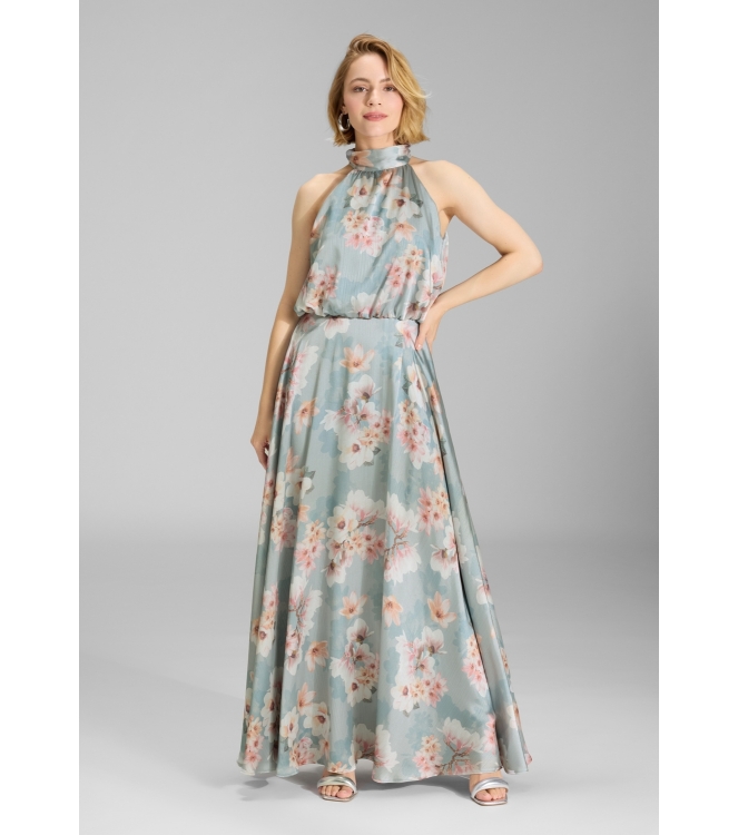 Swing Abendkleid mit blusigem Top aus flo 3968 Ice blue/vintage pink