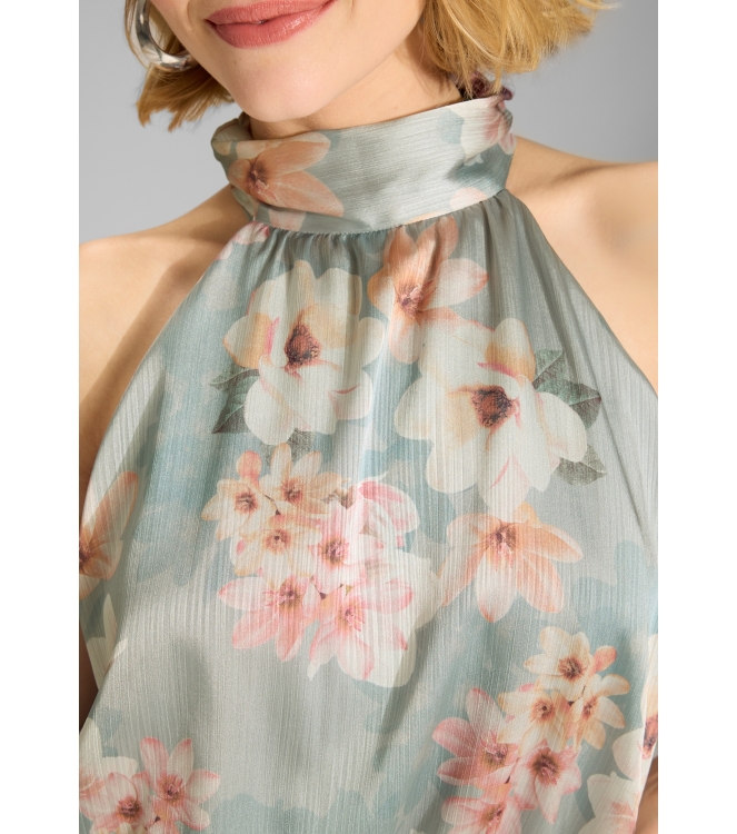 Swing Abendkleid mit blusigem Top aus flo 3968 Ice blue/vintage pink