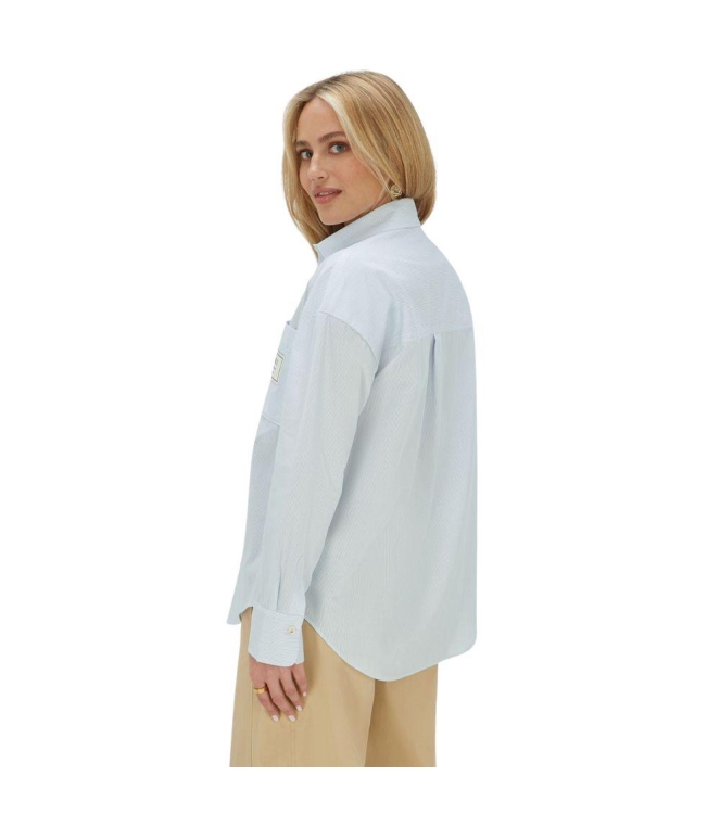 Josh V NEVEAH oversized blouse with scarf tie 630 fresh blue stripe