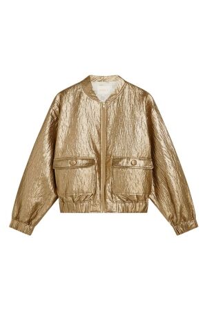 Josh V KELSEY oversized metallic bomber jacket 628 bronze gold