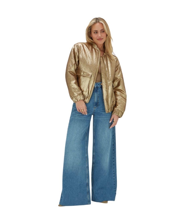 Josh V KELSEY oversized metallic bomber jacket 628 bronze gold