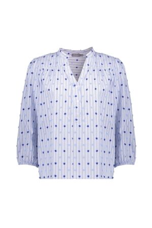 Geisha Blouse stripes + dots 625 Blue