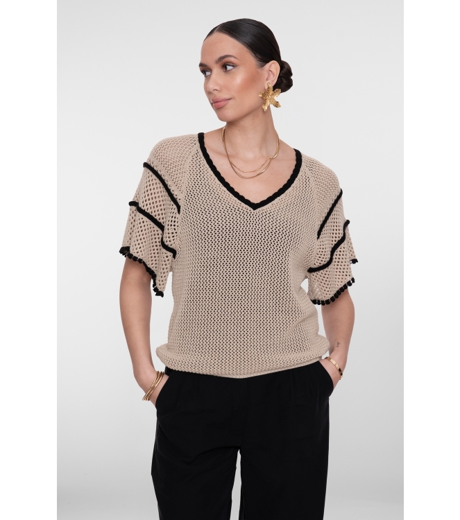 Geisha Pullover raglan V-neck 721 Light sand