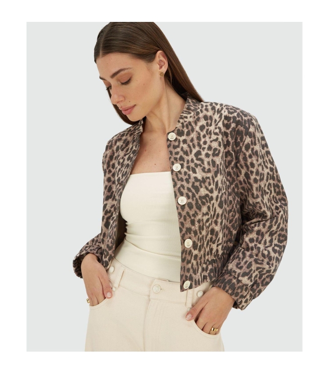 Josh V NADINE bomber jacket with leopard print 604 leopard brown