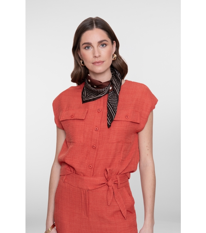 Geisha Blouse with pockets 00201 Burned orange