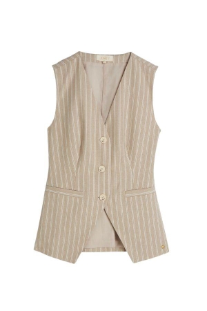 Josh V INEZ striped gilet 634 stone stripe