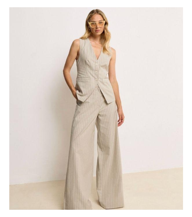 Josh V INEZ striped gilet 634 stone stripe