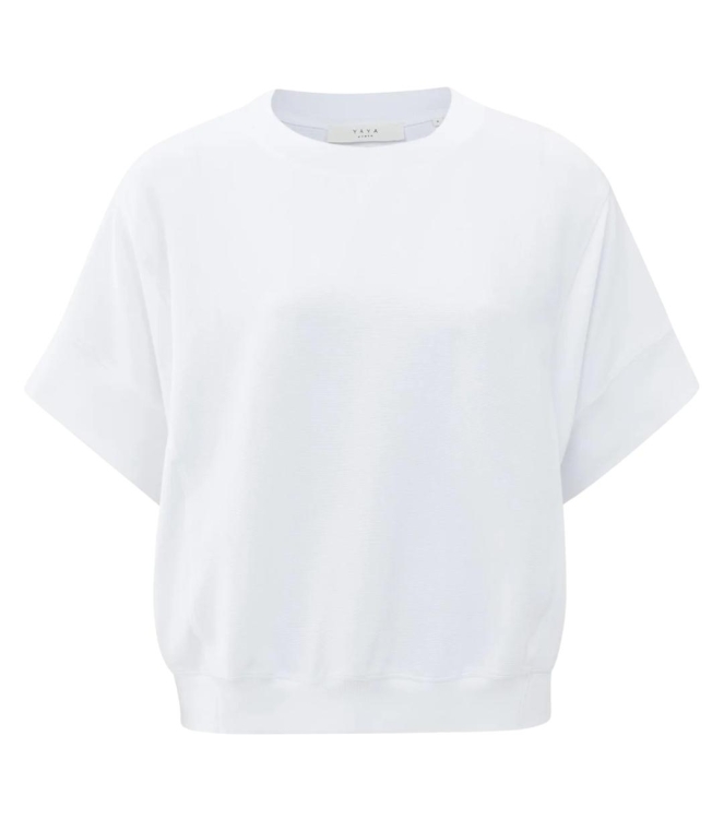 Yaya Ribbed jersey top 00000 Pure white