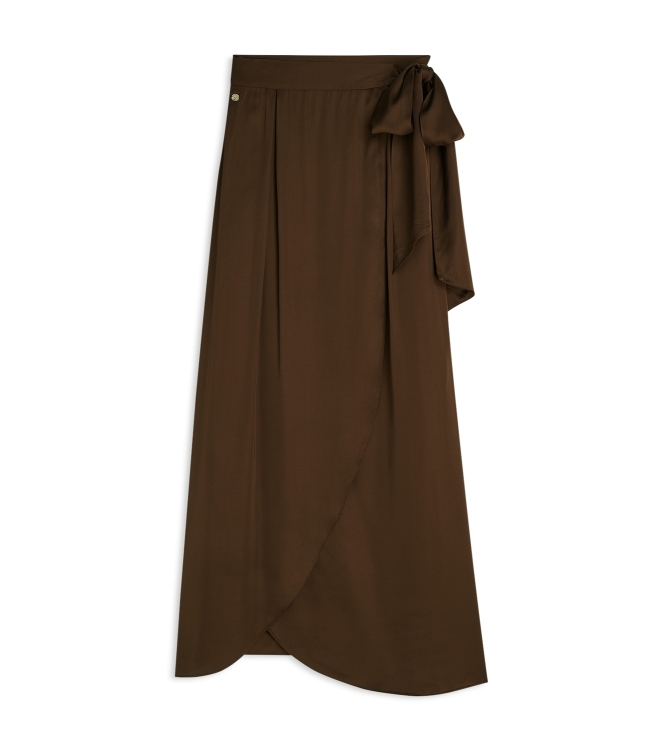 Josh V YAMICIA wrap maxi skirt in satin look 987 brown