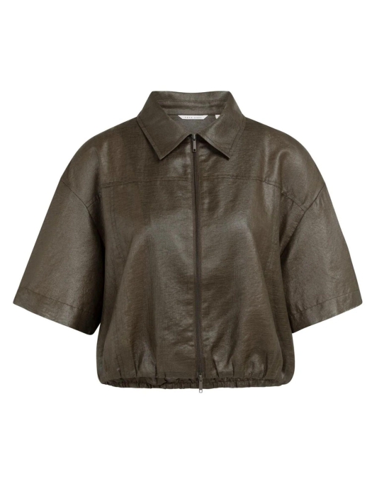 Yaya Blousejack met gecoate afwerki delicioso brown