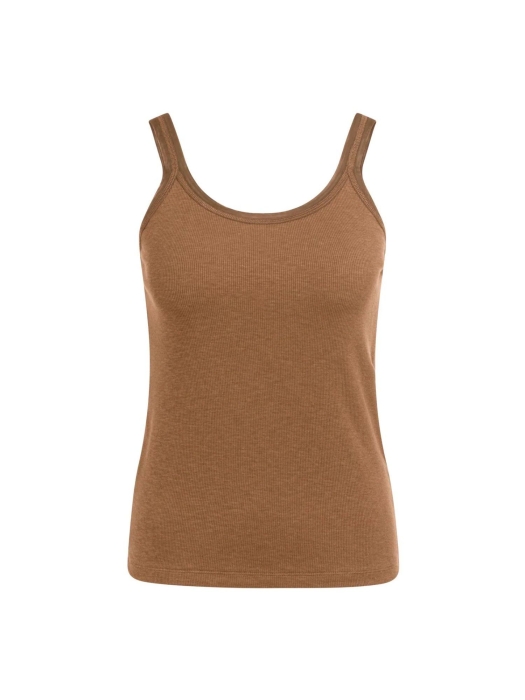Yaya Singlet met mesh rand foxtrot brown