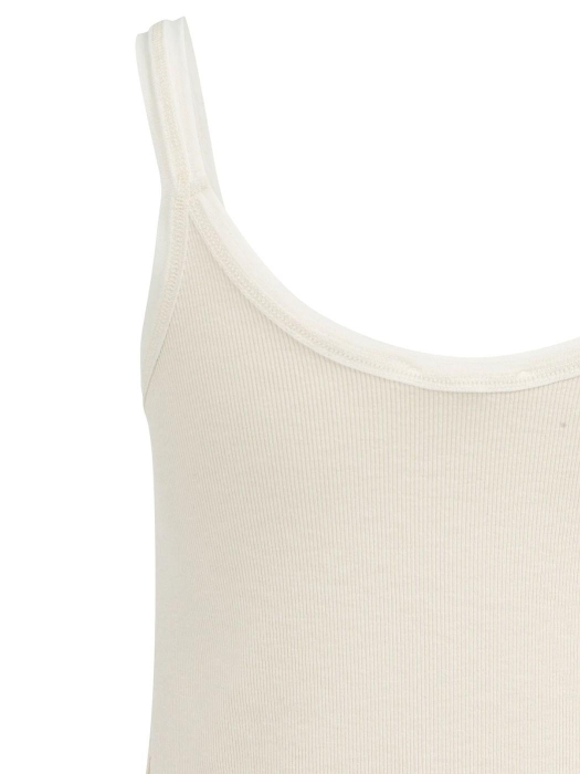 Yaya Singlet met mesh rand beige