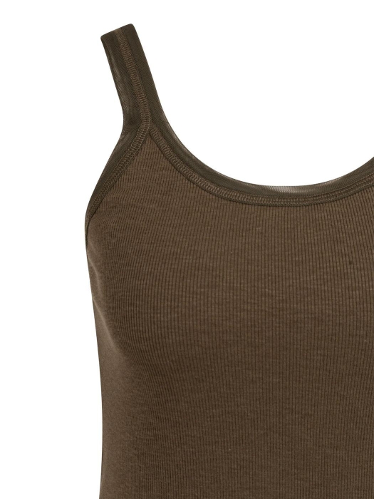 Yaya Singlet met mesh rand slate black brown