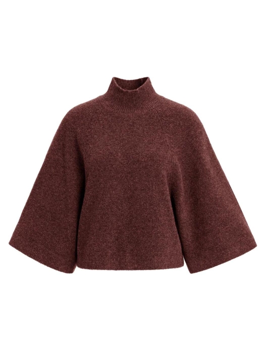 Yaya Gedreide trui 913172 Bitter chocolate red mel