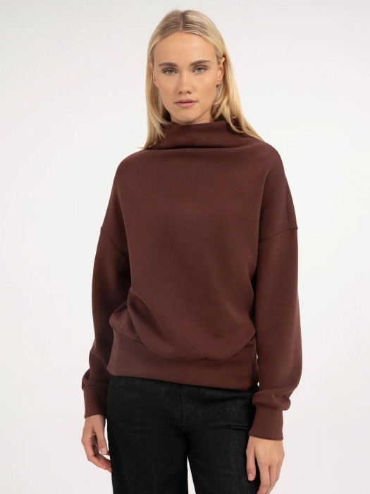 Yaya Sweater met gedrapeerde hals 91317 Bitter chocolate red
