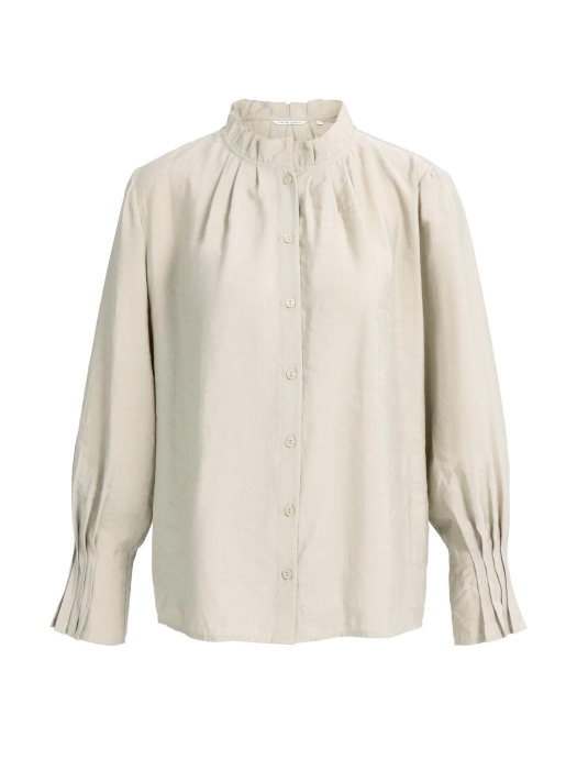 Yaya Blouse met geplooide kraag 611032 Pure cashmere grey mel