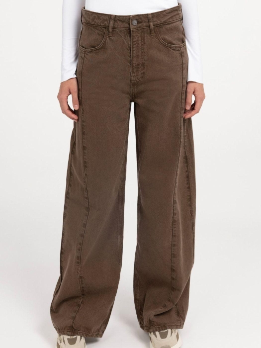 Yaya Denim hoge taille 911191 Cocoa brown dessin