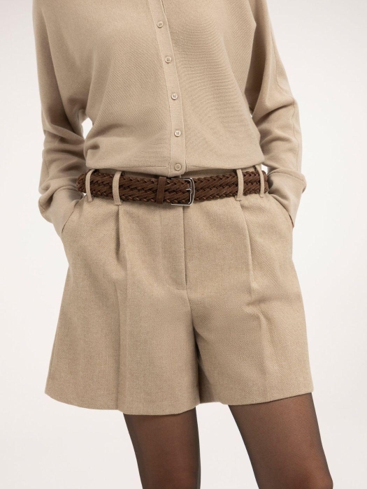 Yaya Bermuda van gemeleerde visgraat 990972 Beige mel