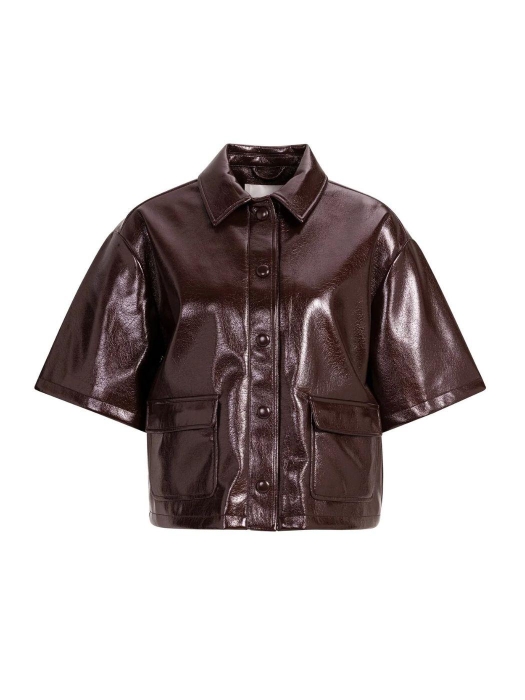 Yaya Kort jasje van imitatieleer 91317 Bitter chocolate red